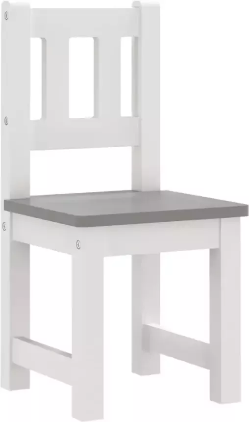 VIDAXL 3-delige Kindertafel- en stoelenset MDF wit en grijs - Foto 1