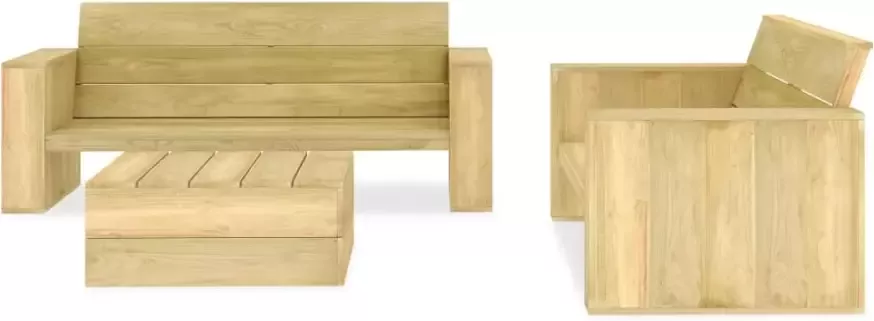 VidaXL 3-delige Loungeset geïmpregneerd grenenhout - Foto 3