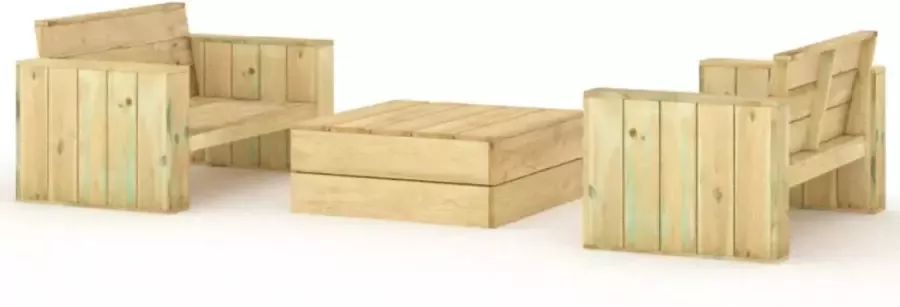 VIDAXL 3-delige Loungeset geïmpregneerd massief grenenhout - Foto 2