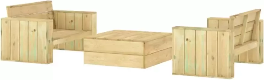 VIDAXL 3-delige Loungeset geïmpregneerd massief grenenhout - Foto 3