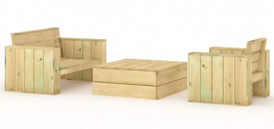 VIDAXL 3-delige Loungeset geïmpregneerd massief grenenhout - Foto 2