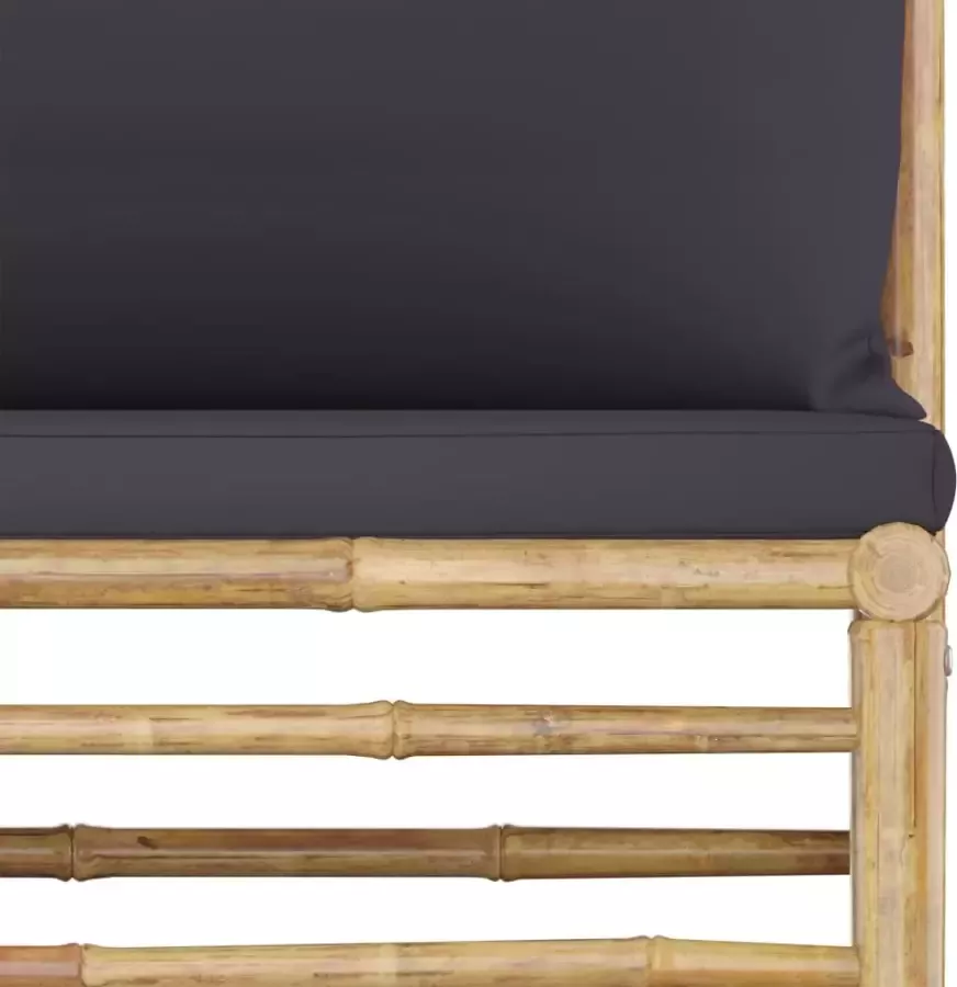 VIDAXL 3-delige Loungeset met donkergrijze kussens bamboe