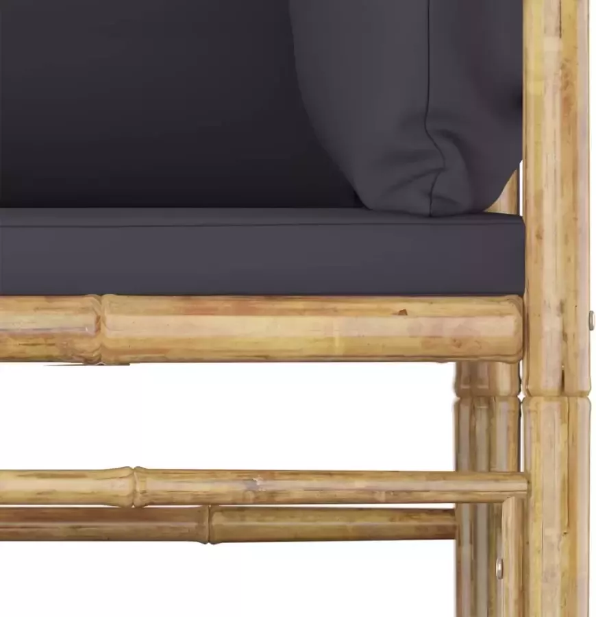 VIDAXL 3-delige Loungeset met donkergrijze kussens bamboe - Foto 1