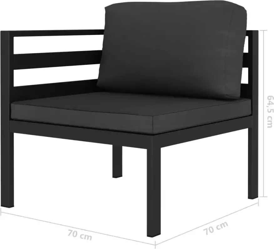 VIDAXL 3-delige Loungeset met kussens aluminium antraciet - Foto 3