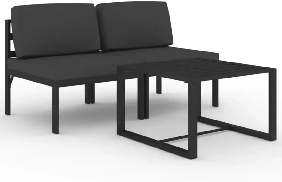 VIDAXL 3-delige Loungeset met kussens aluminium antracietkleurig - Foto 3