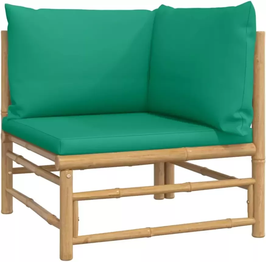VIDAXL 3-delige Loungeset met kussens bamboe groen - Foto 1