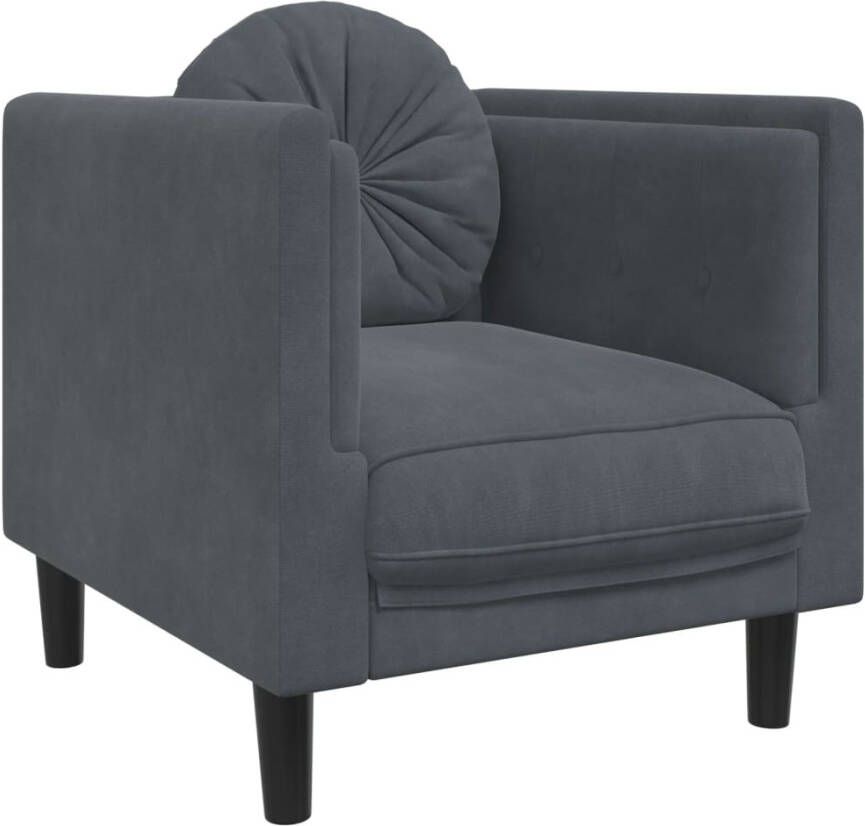 VidaXL -3-delige-Loungeset-met-kussens-fluweel-donkergrijs