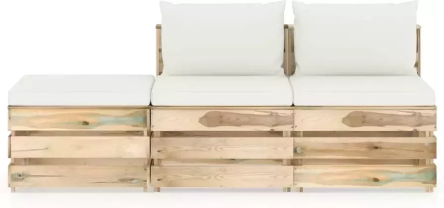 VIDAXL 3-delige Loungeset met kussens groen geïmpregneerd hout - Foto 3