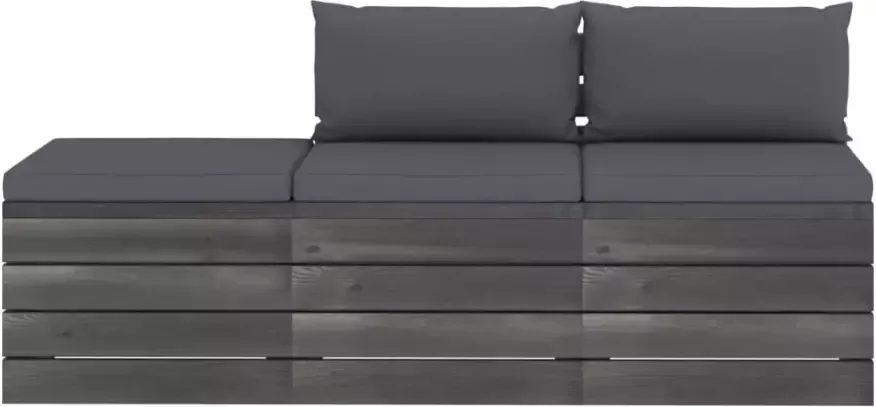 VIDAXL 3-delige Loungeset met kussens pallet massief grenenhout - Foto 3