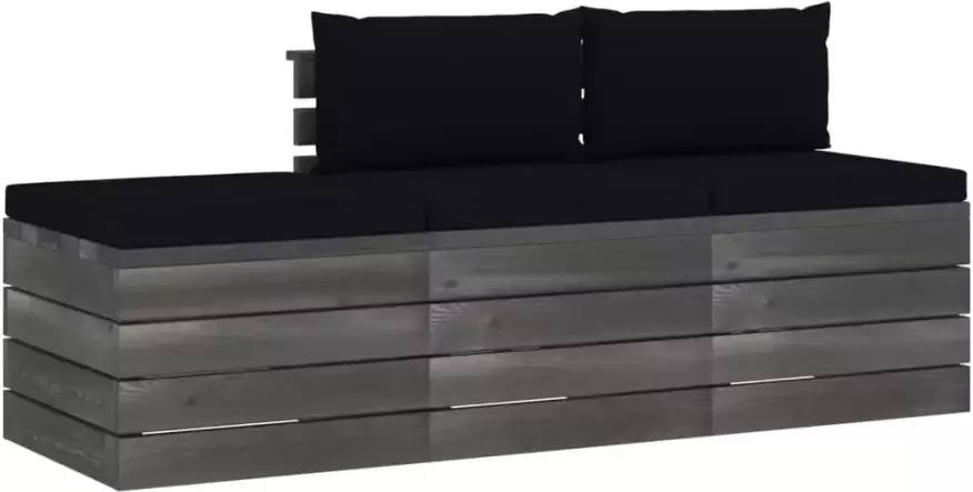 VIDAXL 3-delige Loungeset met kussens pallet massief grenenhout - Foto 2