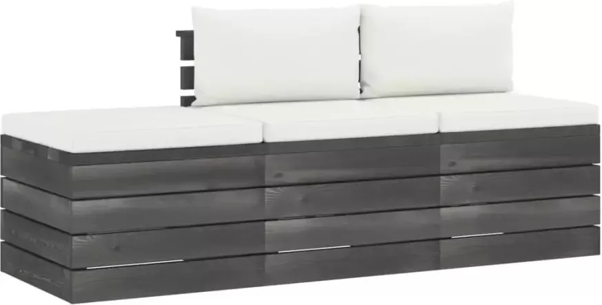 VIDAXL 3-delige Loungeset met kussens pallet massief grenenhout - Foto 2