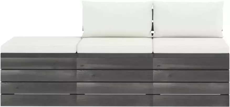 VIDAXL 3-delige Loungeset met kussens pallet massief grenenhout - Foto 3