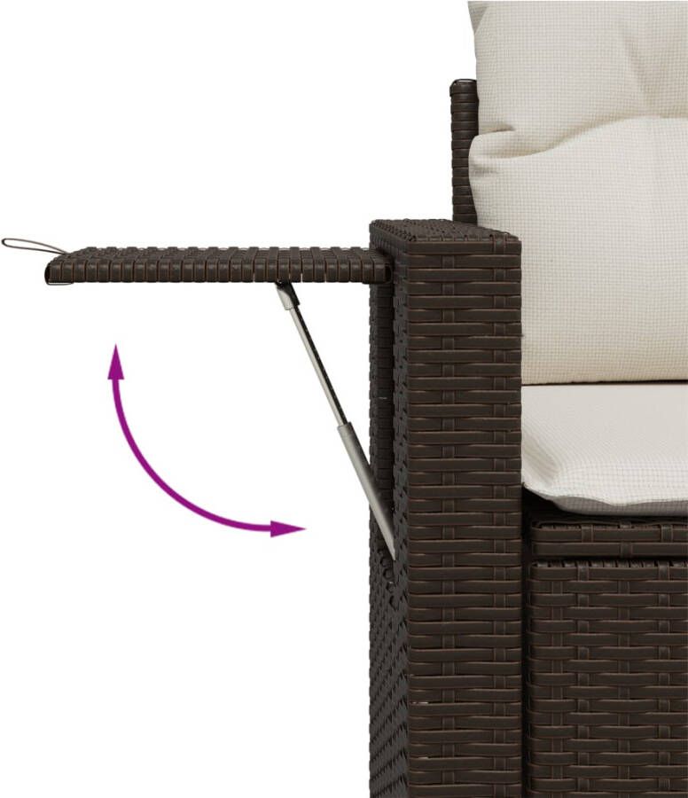 VIDAXL 3-delige Loungeset met kussens poly rattan bruin - Foto 2