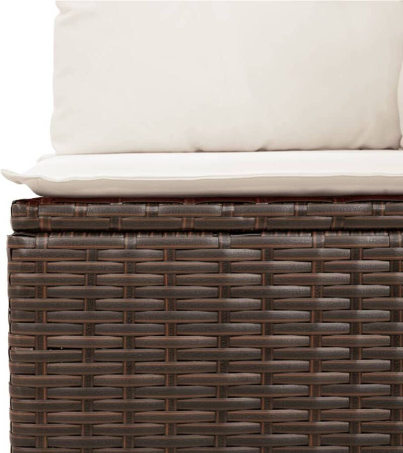 VIDAXL 3-delige Loungeset met kussens poly rattan bruin