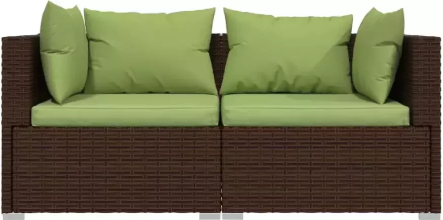 VIDAXL 3-delige Loungeset met kussens poly rattan bruin - Foto 2