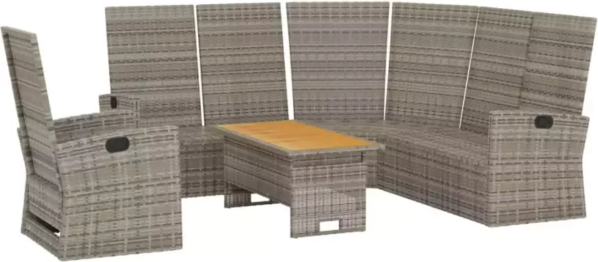 VIDAXL 3-delige Loungeset met kussens poly rattan grijs - Foto 2