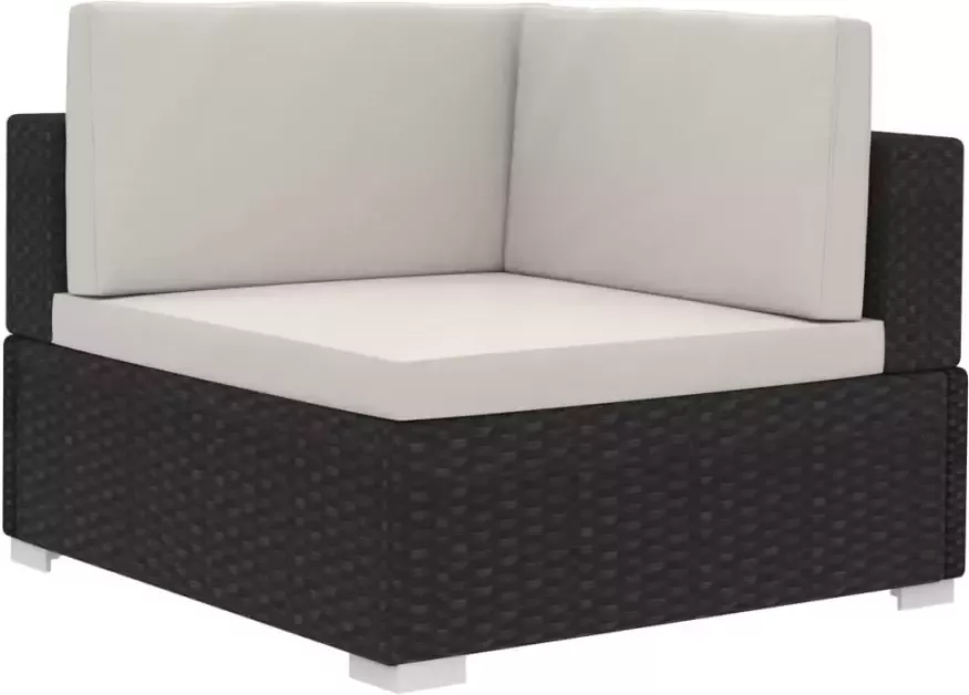 VidaXL 3-delige Loungeset met kussens poly rattan zwart