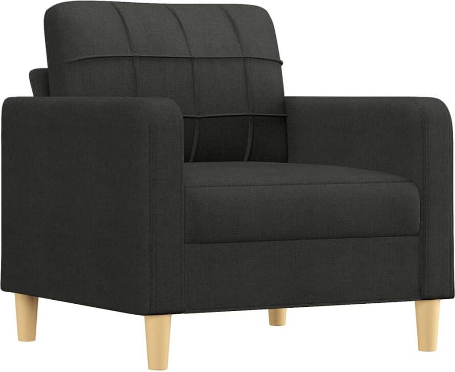 VidaXL -3-delige-Loungeset-met-kussens-stof-zwart - Foto 2