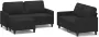 VIDAXL 3-delige loungeset met kussens stof zwart - Thumbnail 3