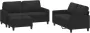 VIDAXL 3-delige loungeset met kussens stof zwart - Thumbnail 4