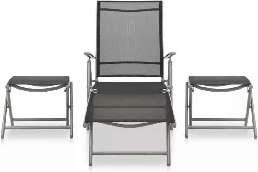 VidaXL 3-delige Loungeset textileen en aluminium zilverkleurig - Foto 2