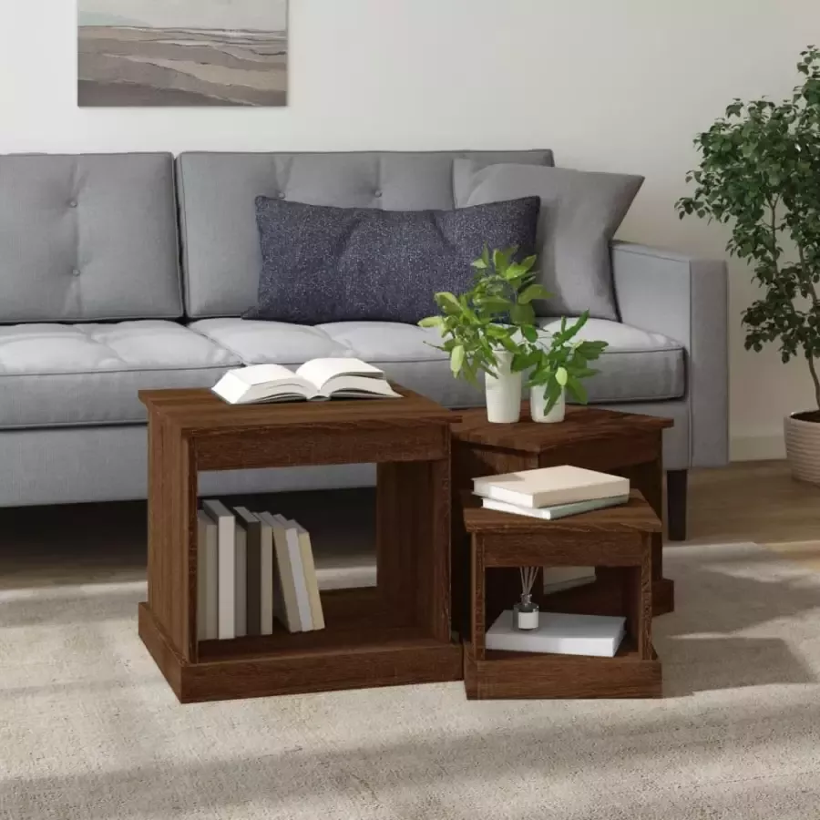 VidaXL -3-delige-Salontafelset-bewerkt-hout-bruineikenkleurig