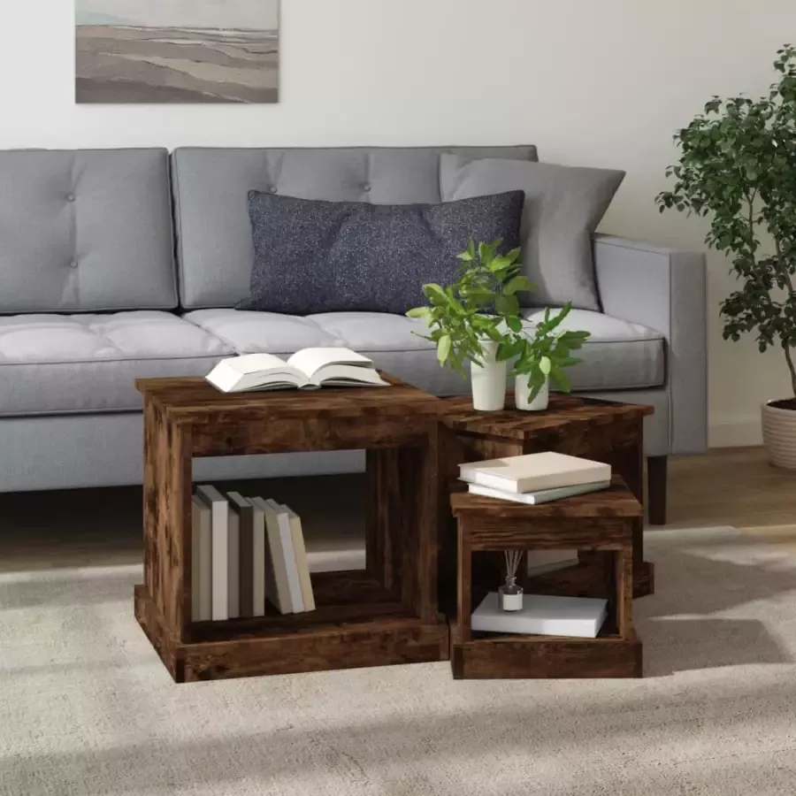 VidaXL -3-delige-Salontafelset-bewerkt-hout-gerookt-eikenkleurig