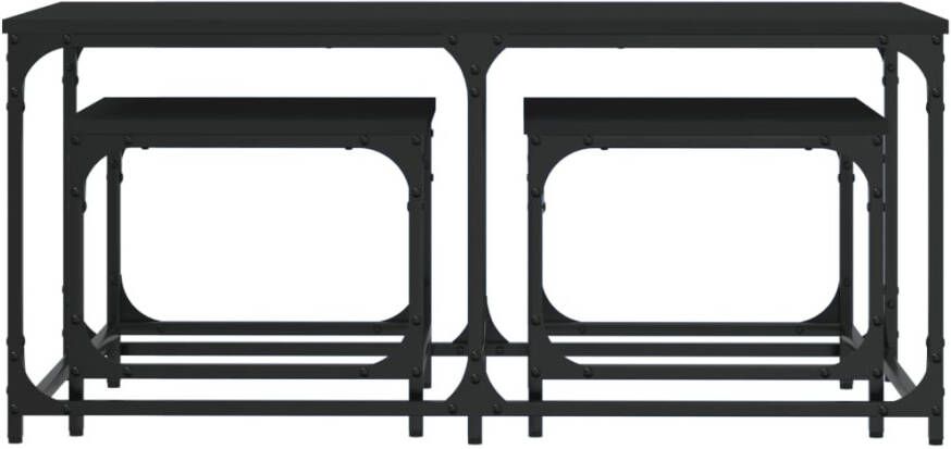 VidaXL -3-delige-Tafeltjesset-bewerkt-hout-zwart - Foto 3