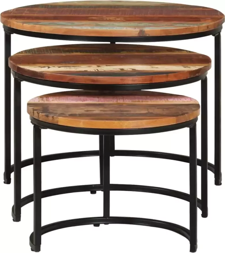 VidaXL -3-delige-Tafeltjesset-massief-gerecycled-hout - Foto 3