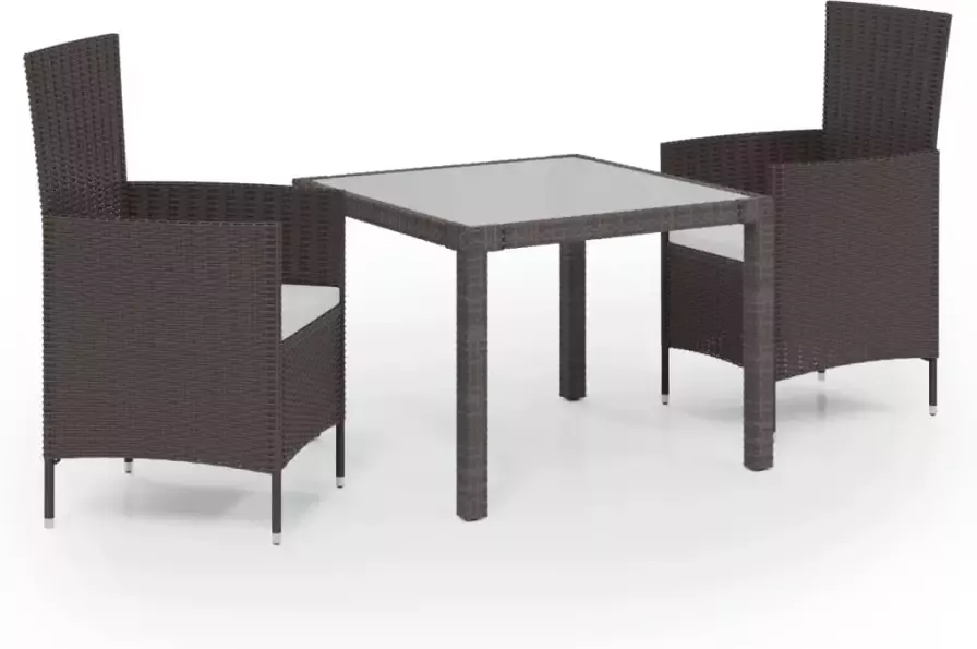 VidaXL 3-delige Tuinset poly rattan bruin - Foto 2