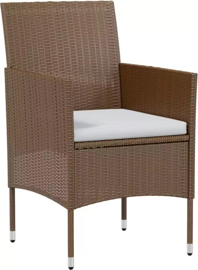 VIDAXL 3-delige Tuinset poly rattan bruin