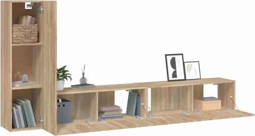 VidaXL -3-delige-Tv-meubelset-bewerkt-hout-sonoma-eikenkleurig - Foto 4