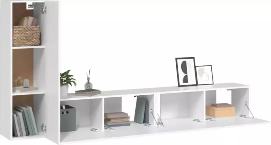 VidaXL -3-delige-Tv-meubelset-bewerkt-hout-wit - Foto 4