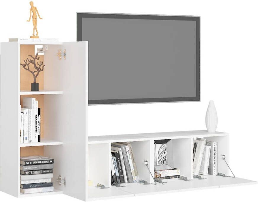 VidaXL 3-delige Tv-meubelset bewerkt hout wit - Foto 2
