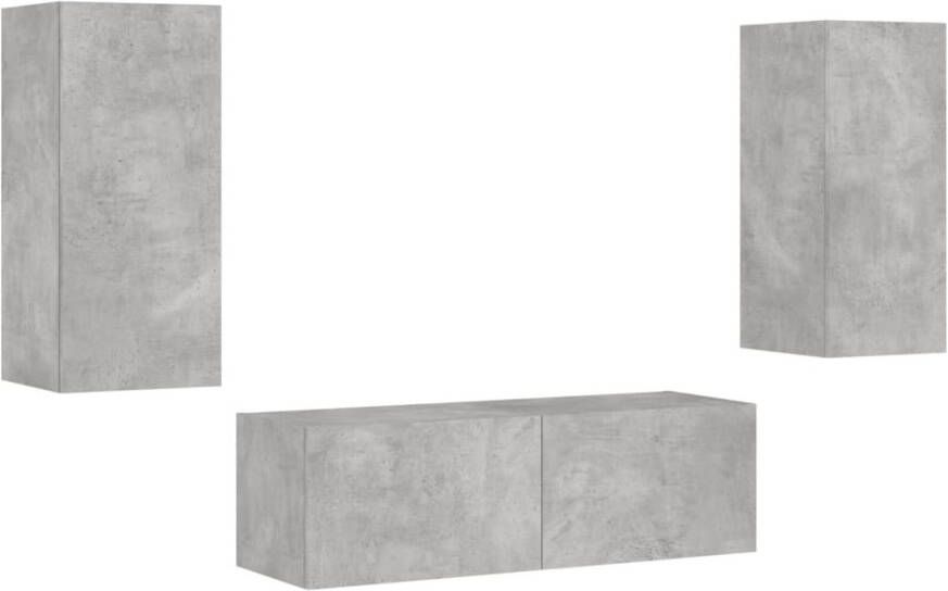 VidaXL -3-delige-tv-wandmeubelset-met-LED-verlichting-betongrijs - Foto 3