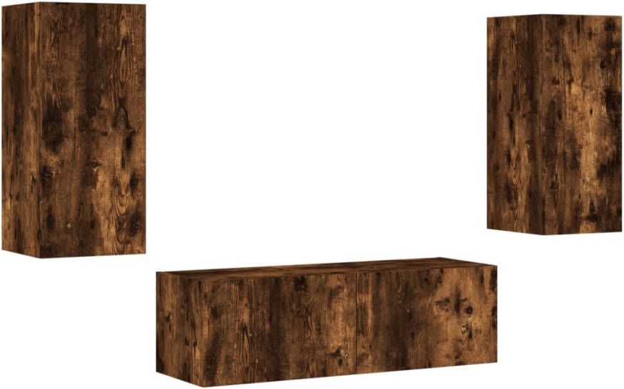 VidaXL -3-delige-tv-wandmeubelset-met-LED-verlichting-gerookt-eiken - Foto 3