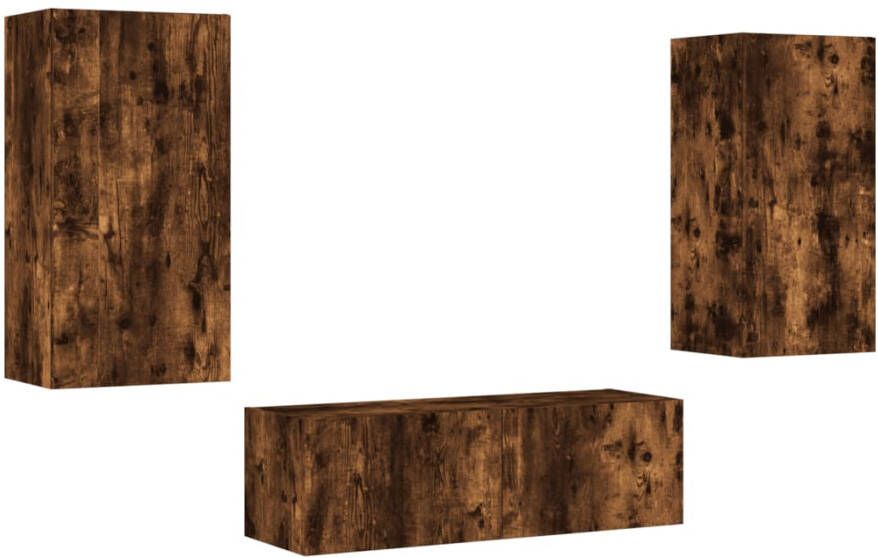 VidaXL -3-delige-tv-wandmeubelset-met-LED-verlichting-gerookt-eiken - Foto 3