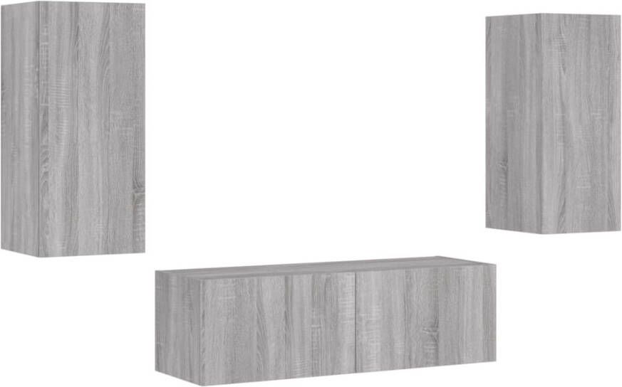 VidaXL -3-delige-tv-wandmeubelset-met-LED-verlichting-grijs-sonoma - Foto 3