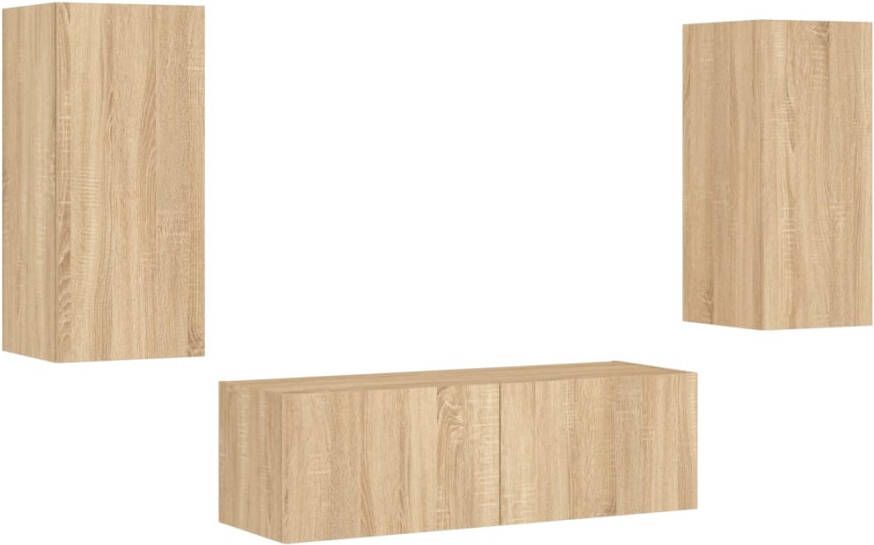 VidaXL -3-delige-Tv-wandmeubelset-met-LED-verlichting-sonoma-eikenkleur - Foto 3