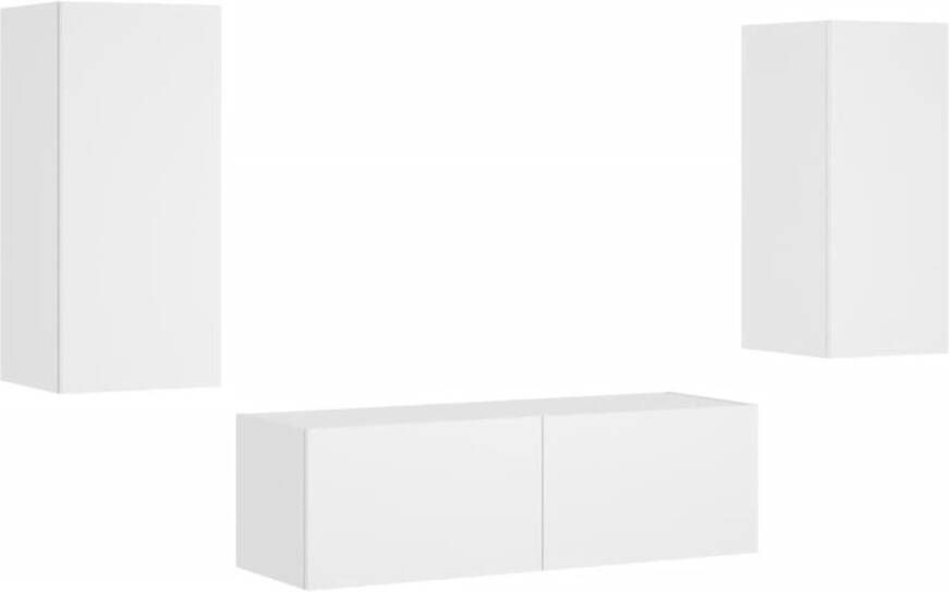 VidaXL -3-delige-tv-wandmeubelset-met-LED-verlichting-wit - Foto 3