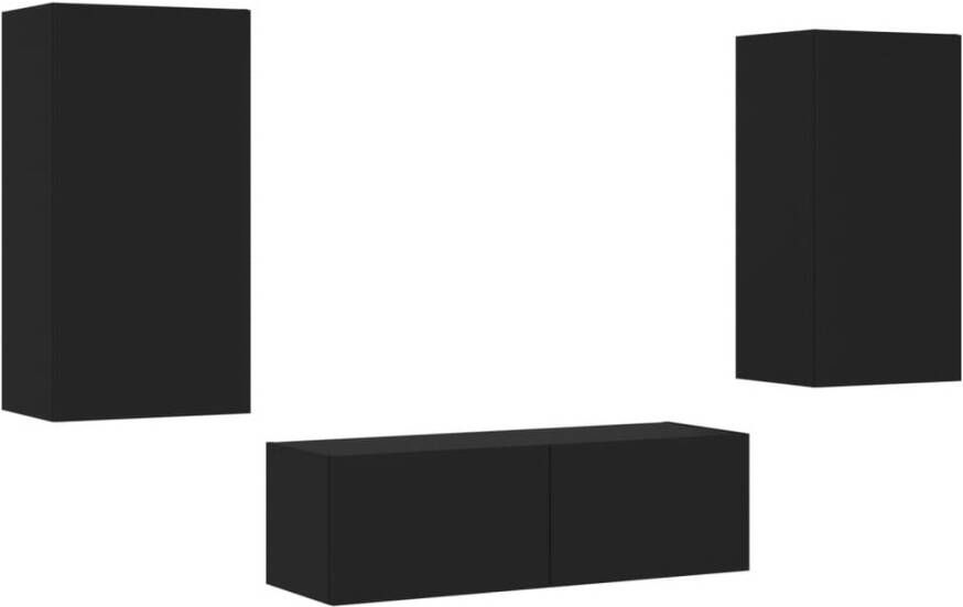VidaXL -3-delige-tv-wandmeubelset-met-LED-verlichting-zwart - Foto 3