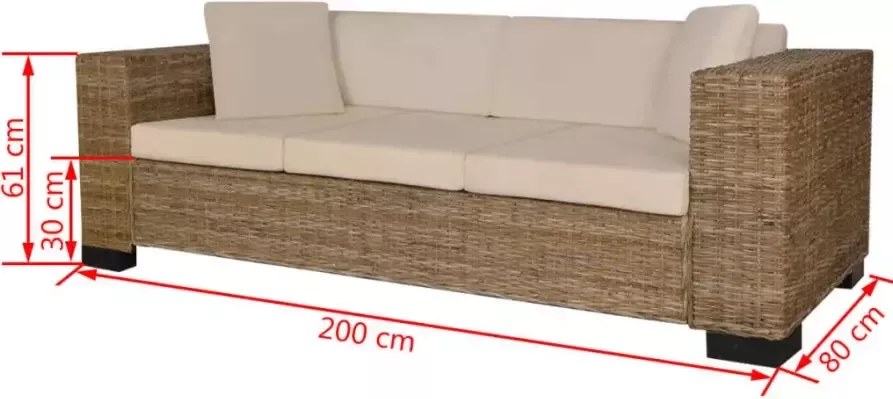 Vida XL 3-zits bankstel set rattan 8-delig SKU: V243246 - Foto 4