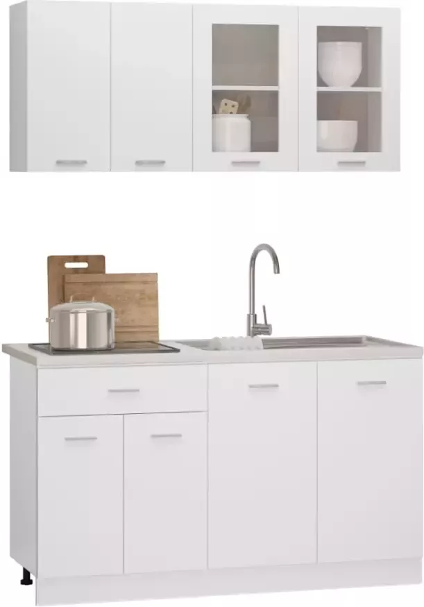 Vida XL vidaXL 4-delige Keukenkastenset bewerkt hout wit-VXL-3067655 - Foto 4