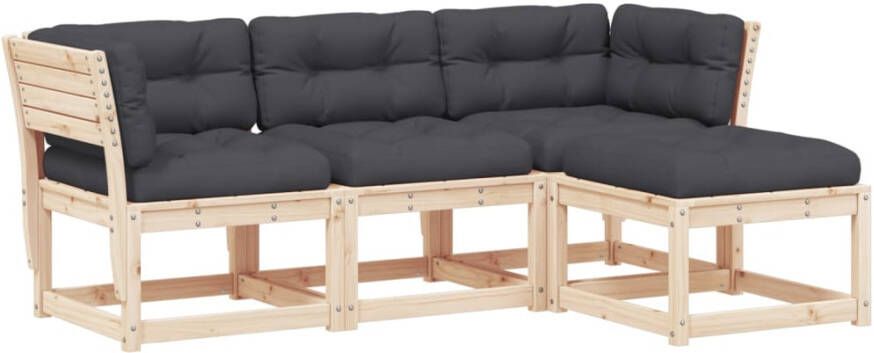 VIDAXL 4-delige Loungeset massief grenenhout - Foto 3