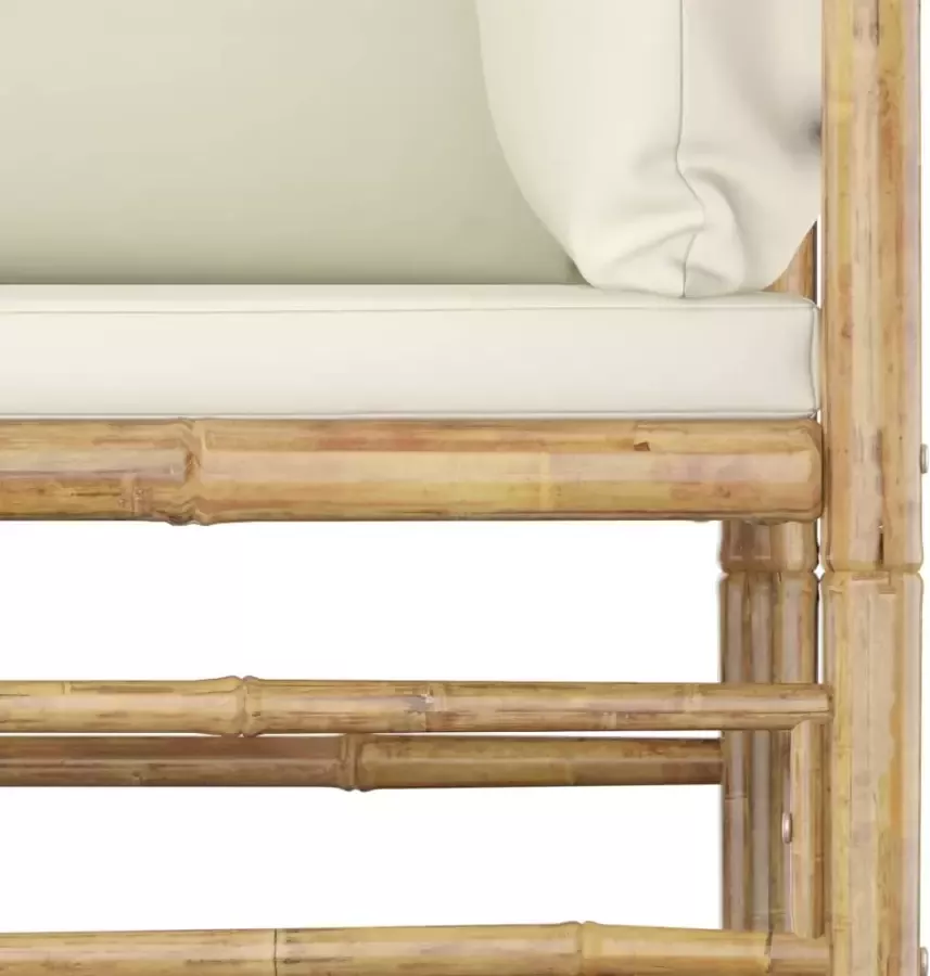 VIDAXL 4-delige Loungeset met crèmewitte kussens bamboe - Foto 1