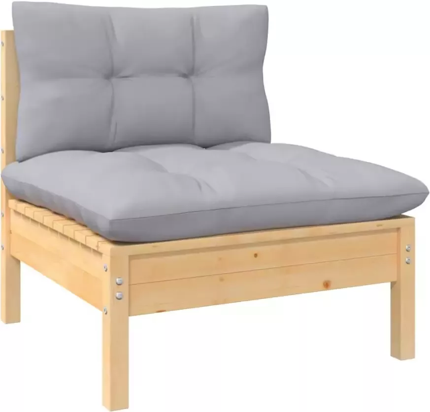 VidaXL 4-delige Loungeset met grijze kussens grenenhout