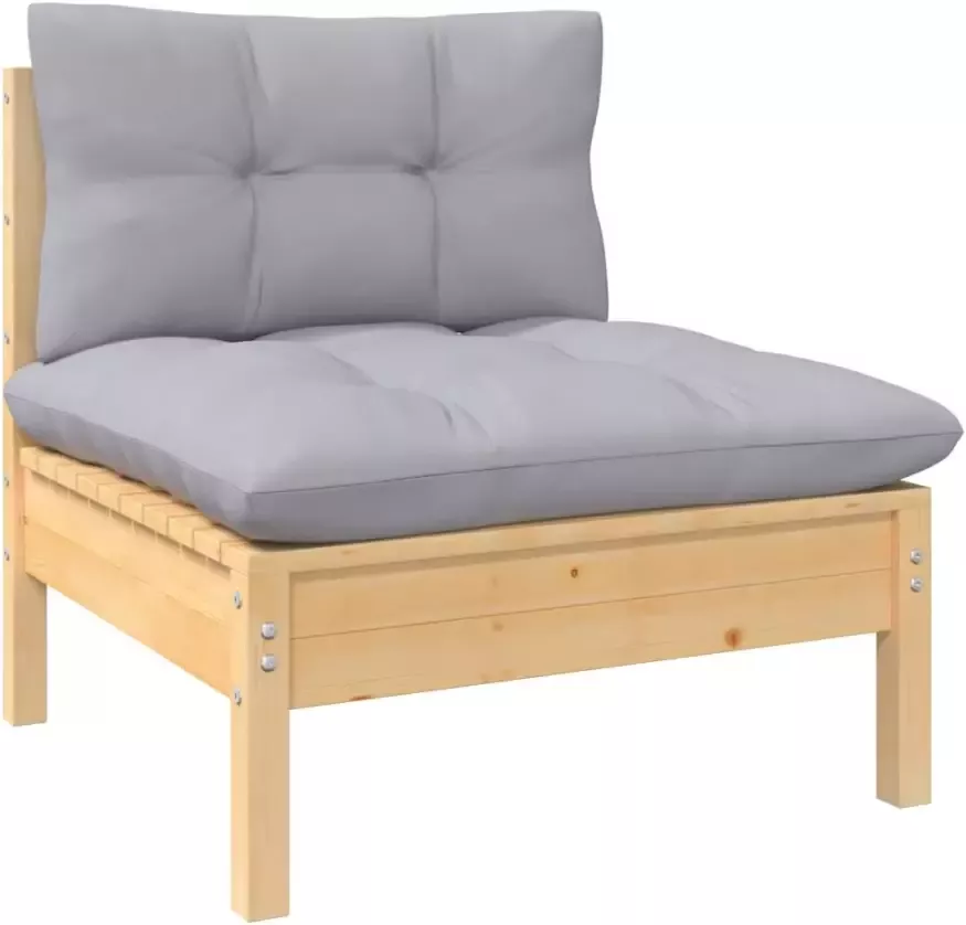 VidaXL 4-delige Loungeset met grijze kussens grenenhout