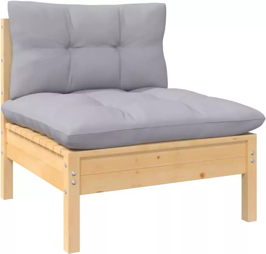 VidaXL 4-delige Loungeset met grijze kussens grenenhout