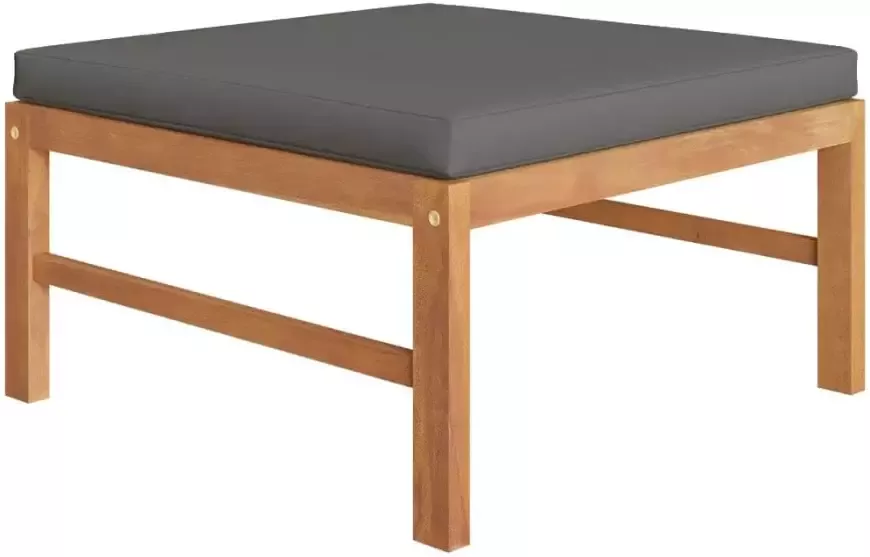 VIDAXL 4-delige Loungeset met grijze kussens massief teakhout - Foto 3