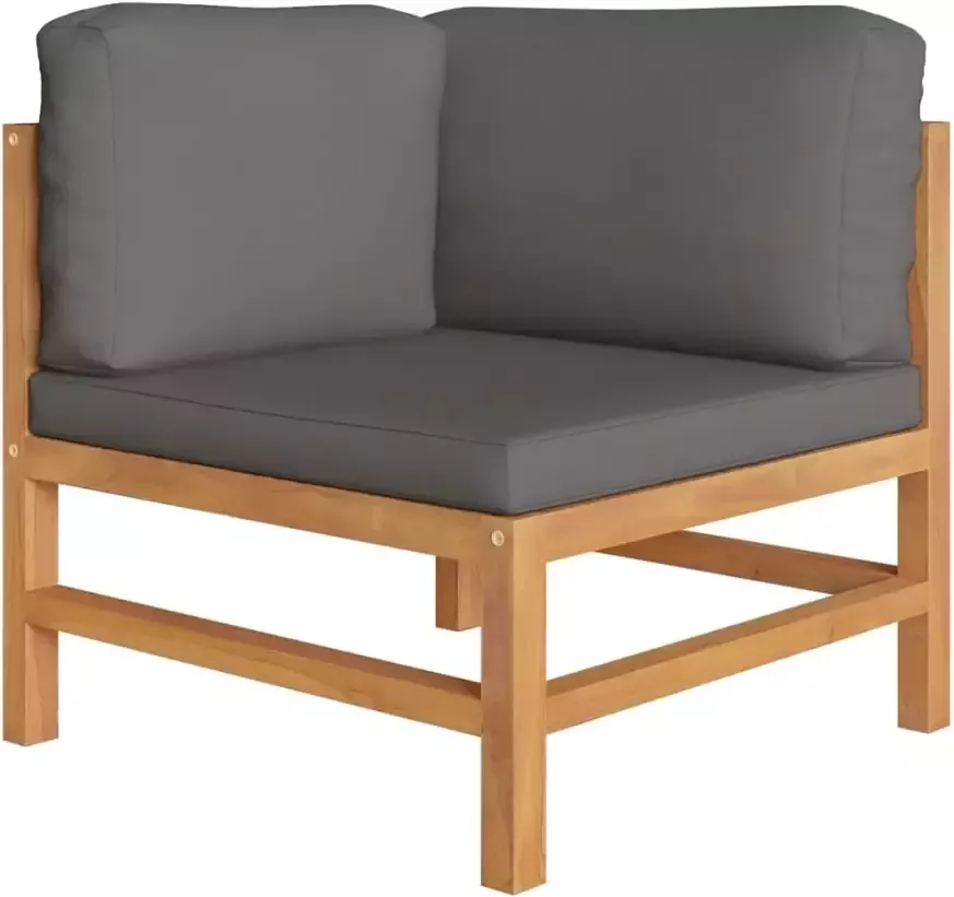 VIDAXL 4-delige Loungeset met grijze kussens massief teakhout - Foto 2